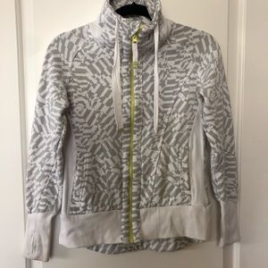 Gray and white zip up